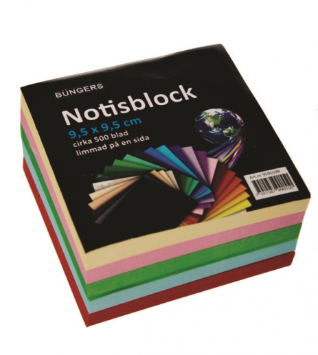 Notisblock Limmad 95 x 95mm 5 färger 500st