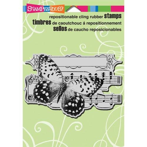 Cling Rubber Stamp Butterfly Tune Stampendous Stämplar Embossing