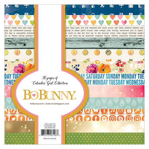 Paper Pad 6"x6" Bo Bunny Calendar Girl Scrapbooking Papper