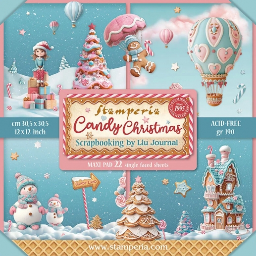 Paper Pad 12x12 Stamperia - Candy Christmas Background