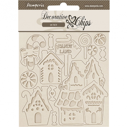 Chipboard Die Cuts - Candy Christmas - Marzipan Houses