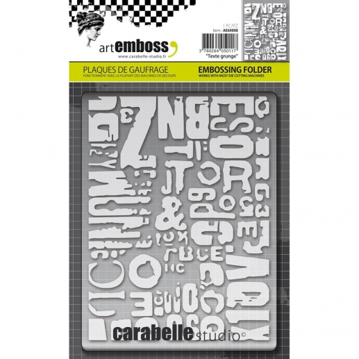 Embossing Folder 4.25"X5.75" Carabelle Texte Grunge Embossingfolder Stansmaskin