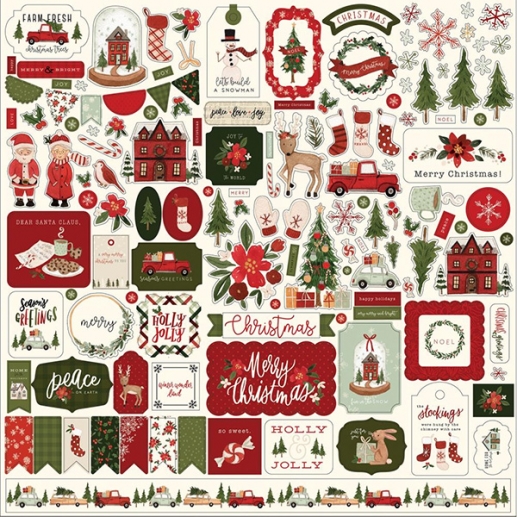 Cardstock Stickers Carta Bella - Hello Christmas - 12x12 Tum