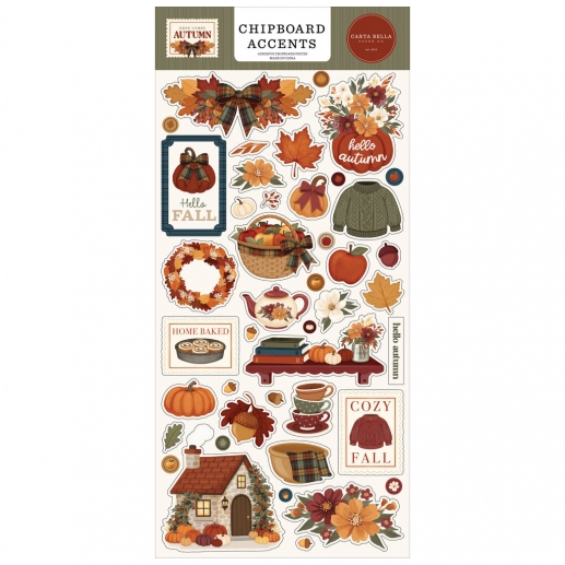 Chipboard Accents Carta Bella - Here Comes Autumn - 15x30 cm