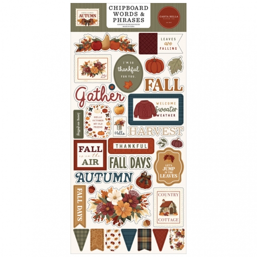 Chipboard Words Carta Bella - Here Comes Autumn - 15x30 cm