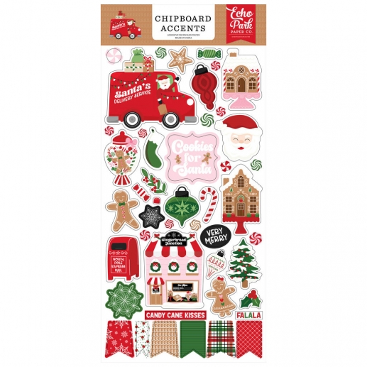 Chipboard Carta Bella - Santa's Christmas Delivery - Accents - 15x30 cm
