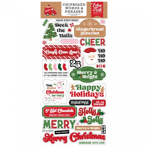 Chipboard Carta Bella - Santa's Christmas Delivery - Word & Phrases - 15x30 cm
