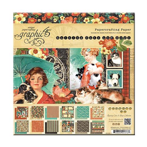 Paper Pad 8”x8” Graphic45 Raining Cats and Dogs Graphic 45