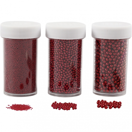 Caviar Pearls Röd 3 x 45 g till scrapbooking, pyssel och hobby