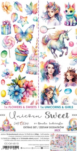 Scrapbooking Paper Pack Extra Set Craft O Clock - Unicorn Sweet