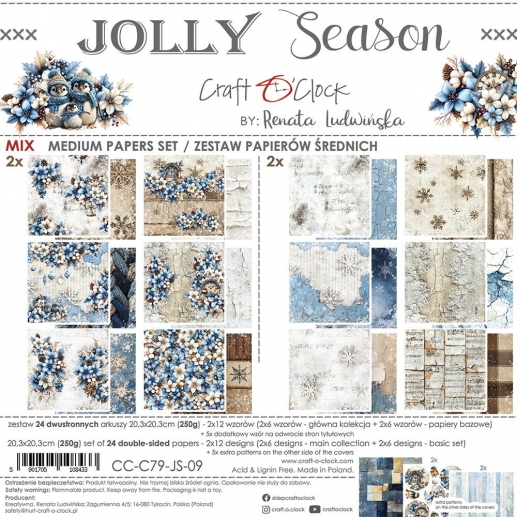Paper Pad 8x8 - Craft O Clock - Jolly Season
