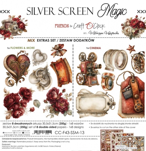 Paper Pack Extra Set - Craft O Clock - Silver Screen Magic