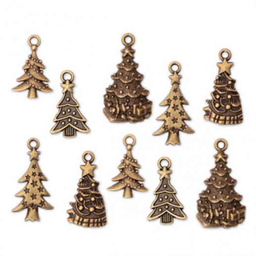 Metal Charms Berlocker - Julgranar 10 st - Studio Light