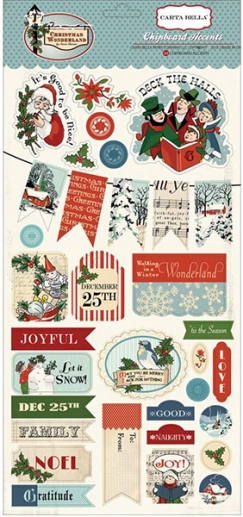 Chipboard Stickers Christmas Wonderland 6"x13" Carta Bella Die Cuts
