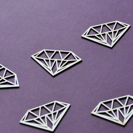 Chipboard Die Cuts Diamanter 5 st 40 mm till scrapbooking, pyssel och hobby