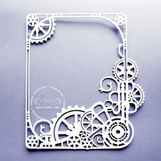 Chipboard Die Cuts Ram med Kugghjul till scrapbooking, pyssel och hobby
