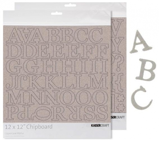 Chipboard Alfabet 12” Kaisercraft Uppercase Alpha 2 ark Die Cuts