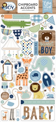 Chipboard Stickers Echo Park Baby Boy 6x13 Tum Klistermärken