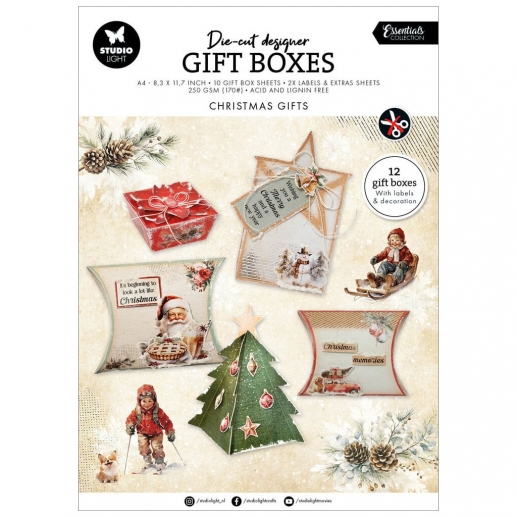 Julpyssel Kit - DIY Presentaskar 12 st - Christmas Gifts - Studio Light