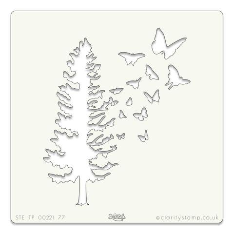 Schablon Claritystamp Art Stencil 7"x7" Butterfly Tree