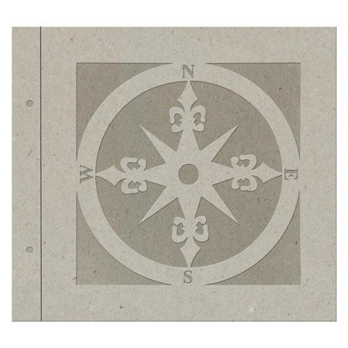Die-Cut Grey Chipboard Album Compass till scrapbooking, pyssel och hobby