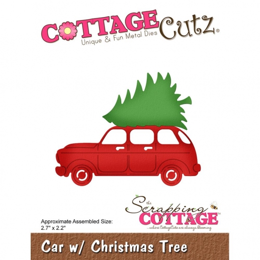 CottageCutz Die - Garden Friends - Car W/Christmas Tree