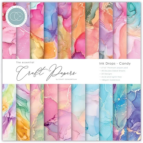 Paper Pad Craft Consortium Ink Drops Candy 6x6 Tum Pappersblock 4 8