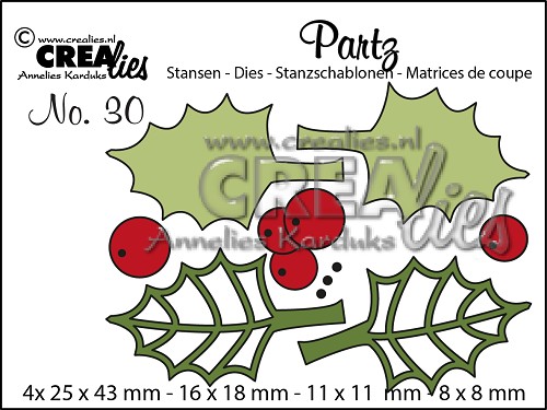 Crealies Die - Partz - Holly leaves + berries