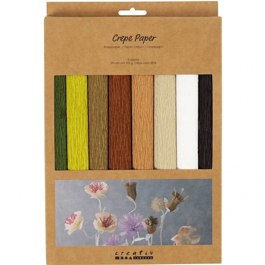 Kräppapper 25x60 cm - 8 Ark - Naturfärger