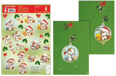 3D-Kort Decoupage Leane Mylo With Friends Nr 32 Juldekorationer DIY