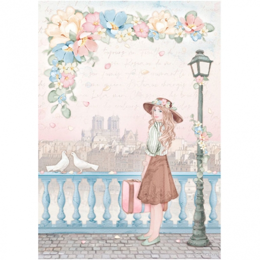 Decoupage Papper Stamperia - Oh la la - Girl With Suitcase