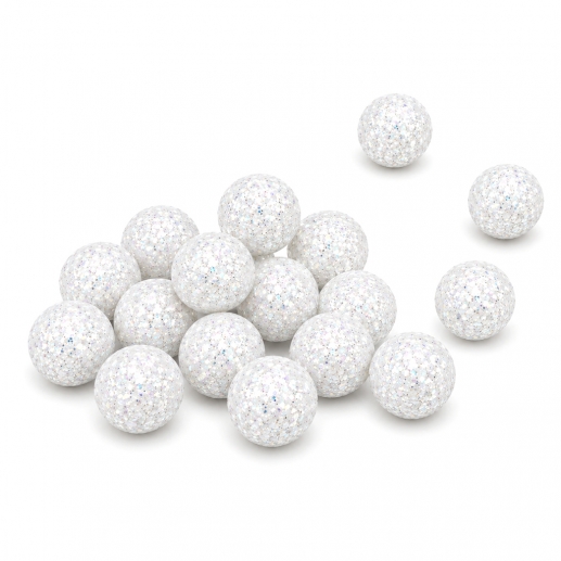 Dekorationskulor 15 mm - Glittrande Vit - 20 st
