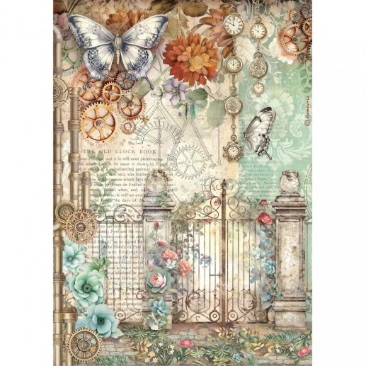 Decoupage Papper Stamperia - Gardens of Time - Gate and Butterfly