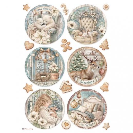 Decoupage Papper Stamperia - White Christmas Rounds