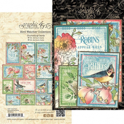 Die Cuts Graphic 45 - Bird Watcher - Journaling Cards