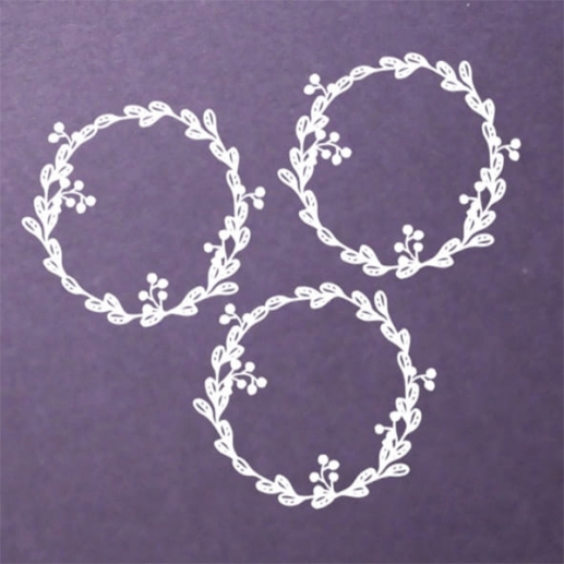 Chipboard Die Cuts - Julkrans 3 st - 90x90 mm