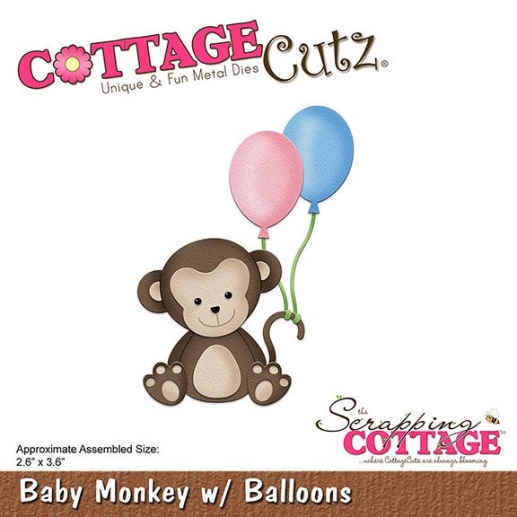 Dies Cottage Cutz - Baby Monkey with Balloons