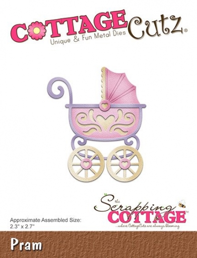 Dies Cottage Cutz Barnvagn till scrapbooking, pyssel och hobby