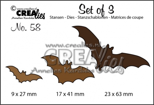 Dies Crealies Set of 3 Bats Halloweenpyssel Höstpyssel