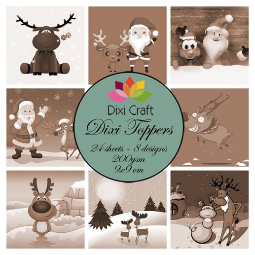 Dixi Crafts Toppers 9x9cm Funny Reindeer Vintage Pappersblock Paper Pad 4 8 Tum