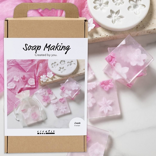 DIY Kit Tvåltillverkning - Rosa Blommor - Skapa Egen Tvål
