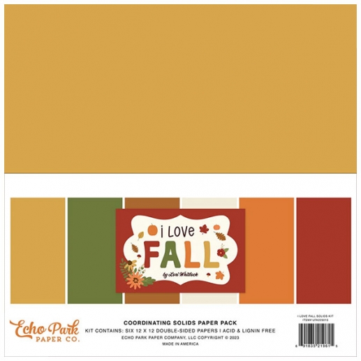 Paper Pack Echo Park - I Love Fall - 12x12 Solids - 6 ark