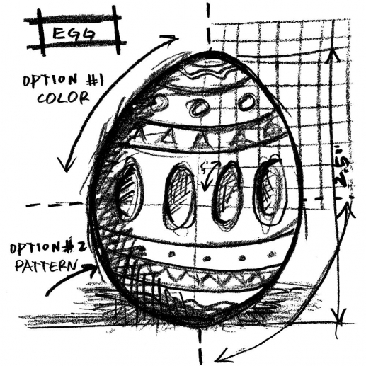 Stämpel på Träkloss Tim Holtz Egg Sketch 8x8 cm Kloss