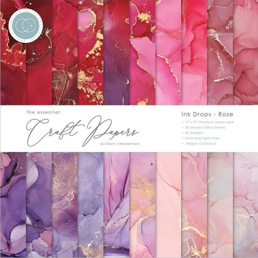 Paper Pack Craft Consortium Ink Drops Rose 12x12 Tum Papperspack 12