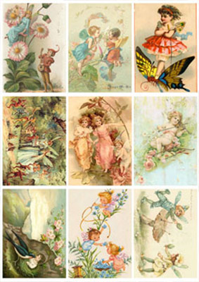 Vintage Foton A4 Reprint Fairies till scrapbooking, pyssel och hobby