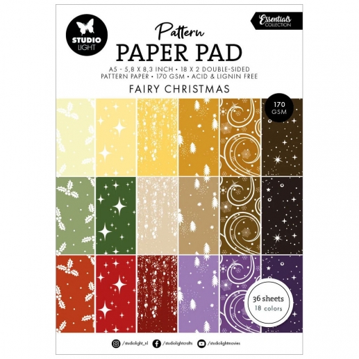Paper Pad A5 - Fairy Christmas Pattern - Studio Light