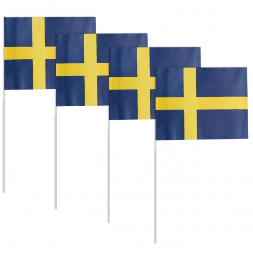Pappersflaggor På Pinne 4 st - 20 x 27 cm - Sverige