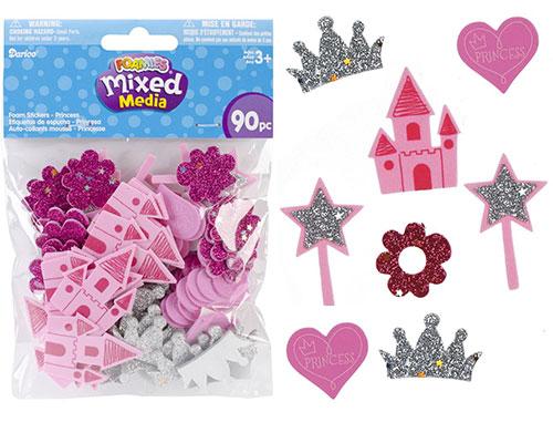 Foam Klistermärken med Glitter Princess, 90 delar Dekorationer DIY