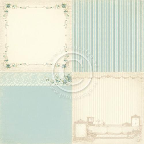 Papper Pion Paris Flea Market Forget Me Not 6”x6” 4 Delar Design