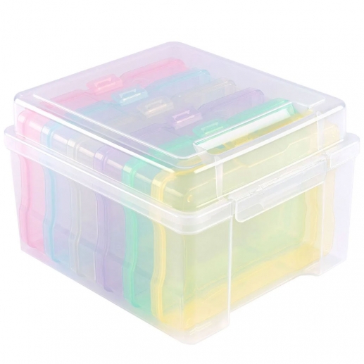 Förvaringsbox - Transparenta Pastellfärger - 21 x 18,5 cm